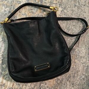 Marc Jacobs Black Hobo Bag with Gold Accents